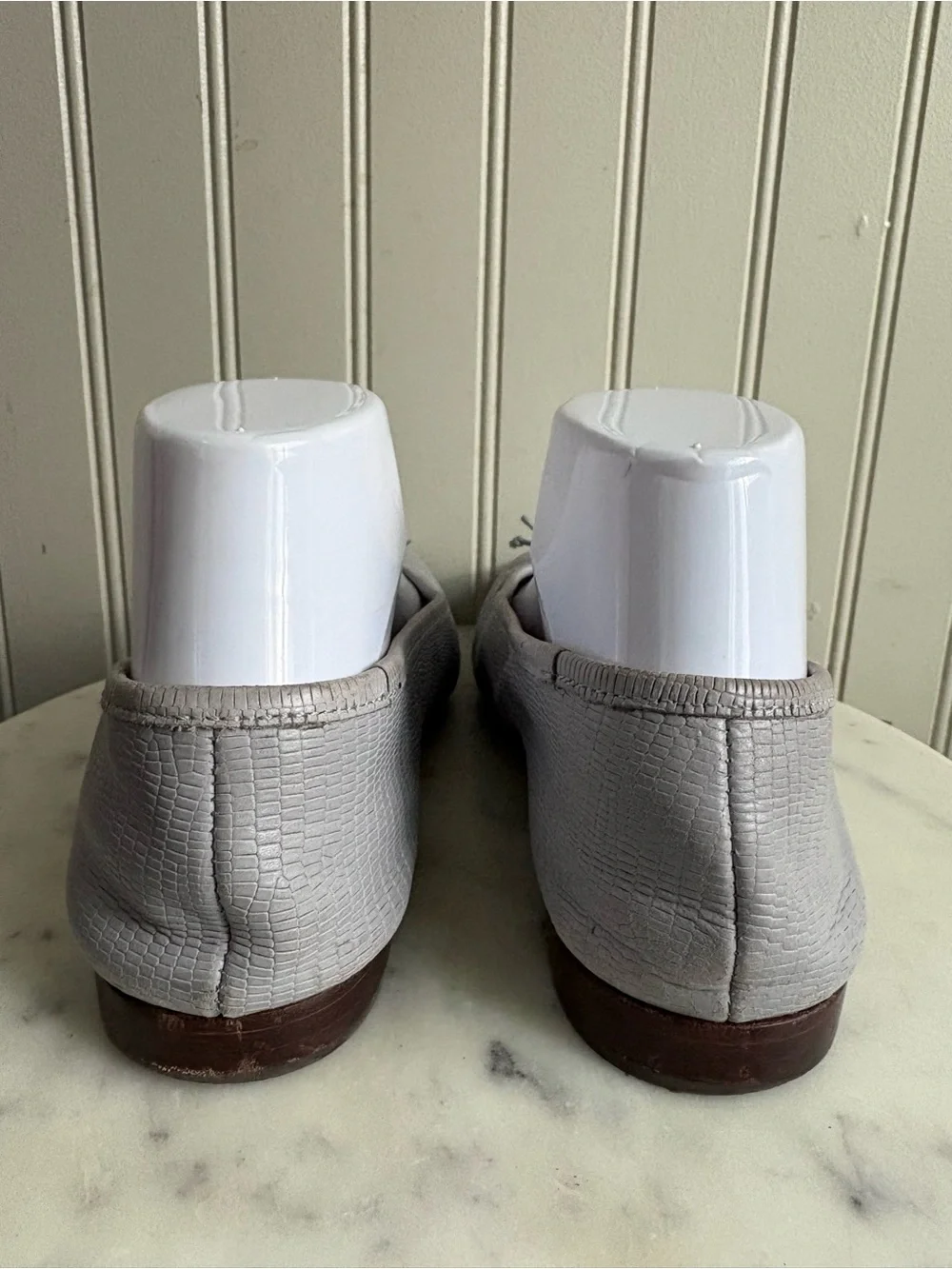 Madewell Leather Adelle Bow Ballet Flats Women’s 7 Gray Embossed Casual Designer - Picture 8 of 11